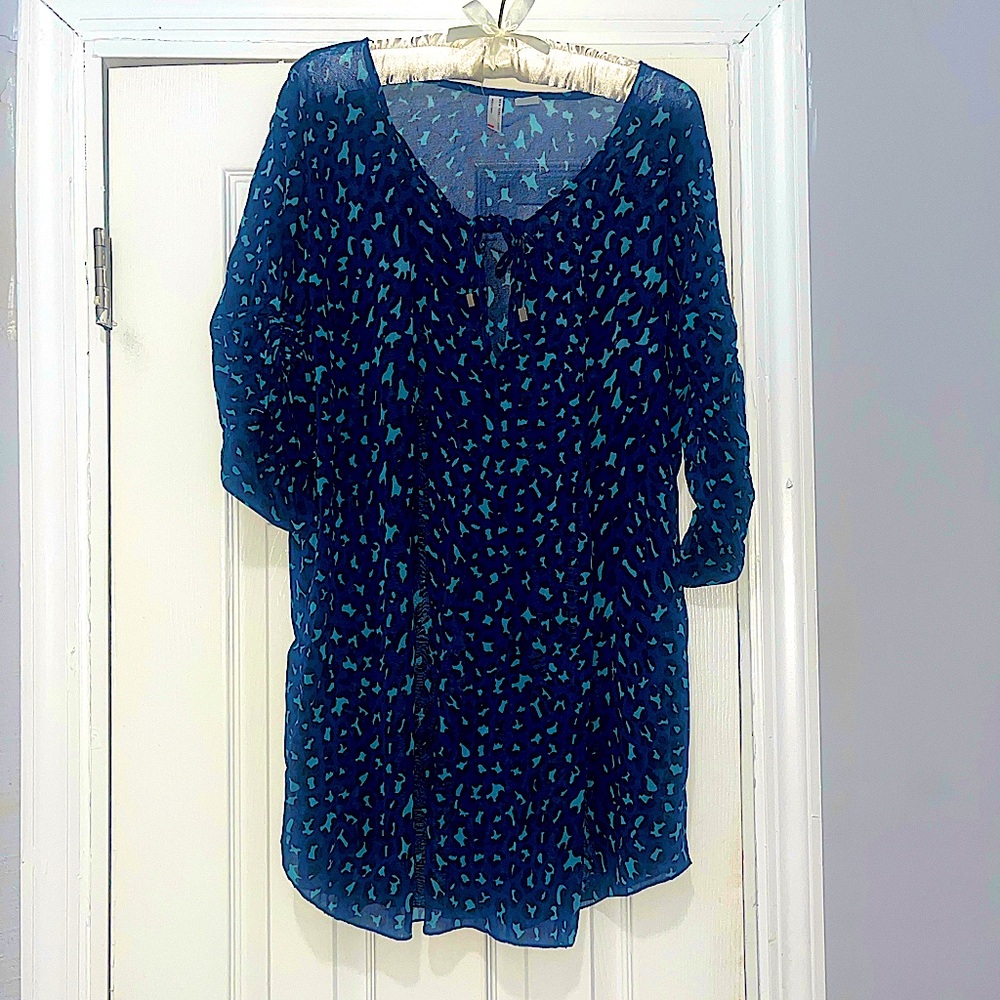 Blue leopard bathing suit coverup